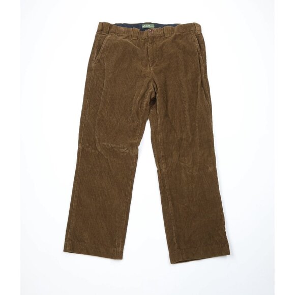 Vintage Eddie Bauer Mens 38x30 Faded Heavy Wide Leg Corduroy Chino Pants Brown